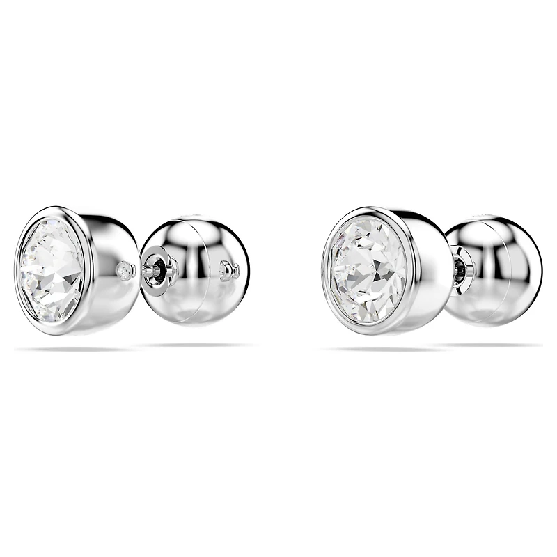 Imber stud earrings, Round cut, White, Rhodium plated by SWAROVSKI