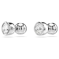 Imber stud earrings, Round cut, White, Rhodium plated by SWAROVSKI