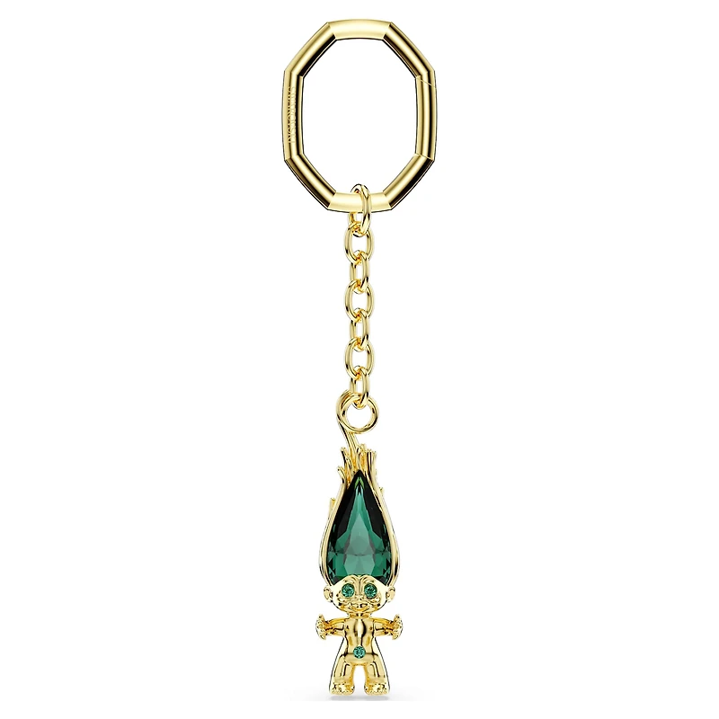 Good Luck Trolls key ring, Troll, Green, Gold-tone plated by SWAROVSKI