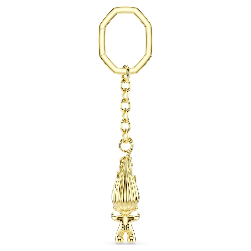 Good Luck Trolls key ring, Troll, Green, Gold-tone plated by SWAROVSKI