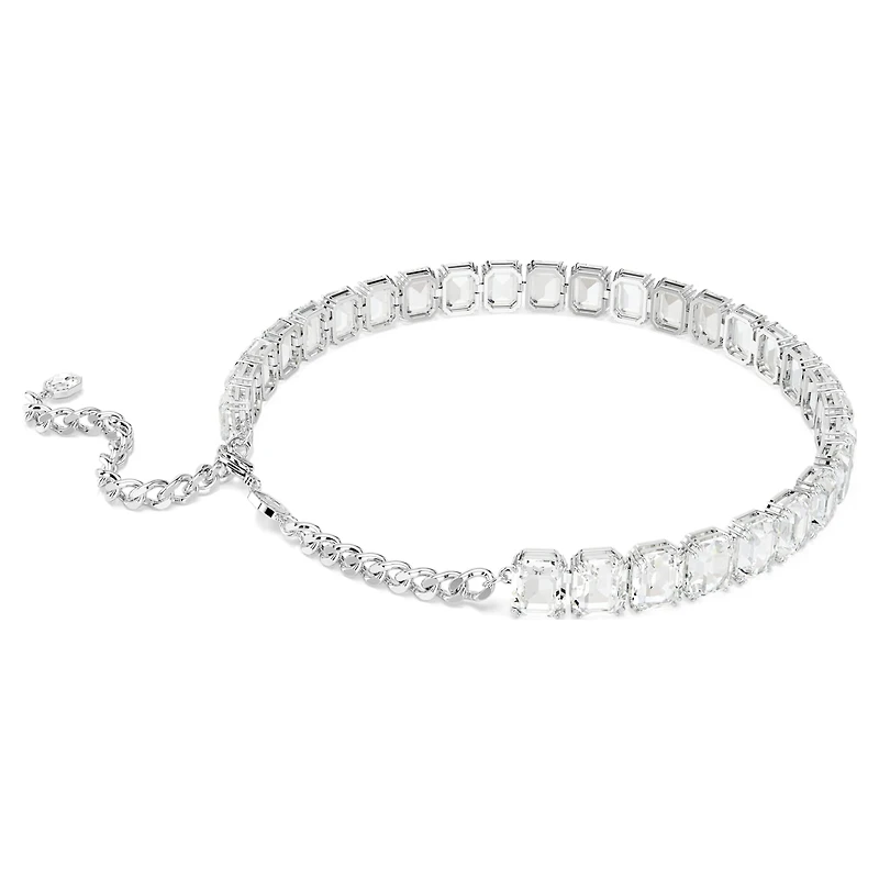 Millenia choker, Octagon cut, White, Rhodium plated by SWAROVSKI