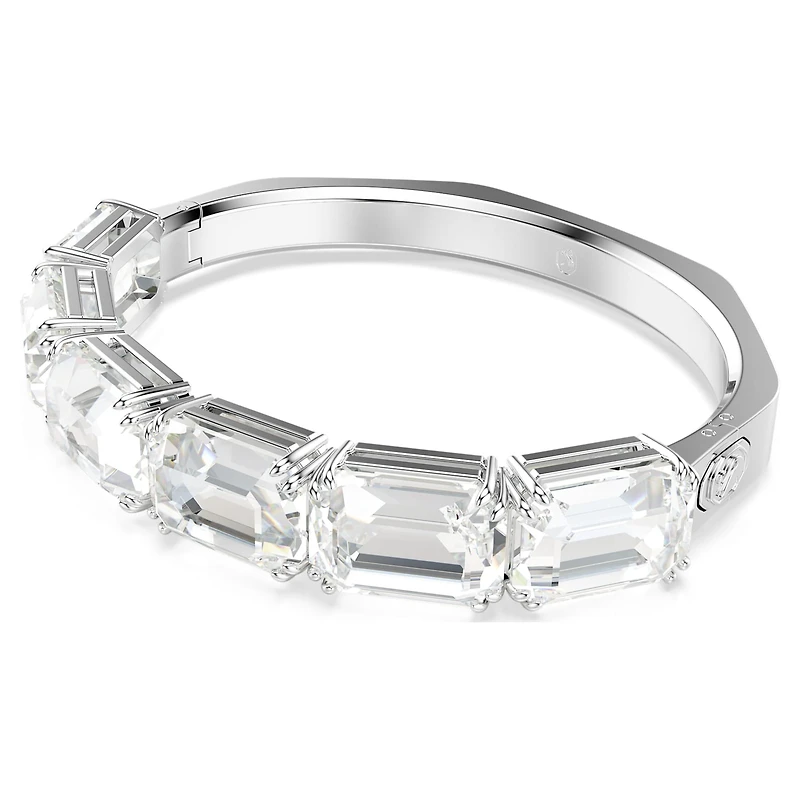 Millenia bangle, Octagon cut, White, Rhodium plated by SWAROVSKI