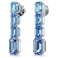 Millenia drop earrings, Octagon cut, Colour gradient, Blue, Rhodium plated by SWAROVSKI