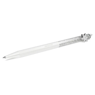 Crystalline ballpoint pen, Octagon shape, Snowflake, White, White lacquered
