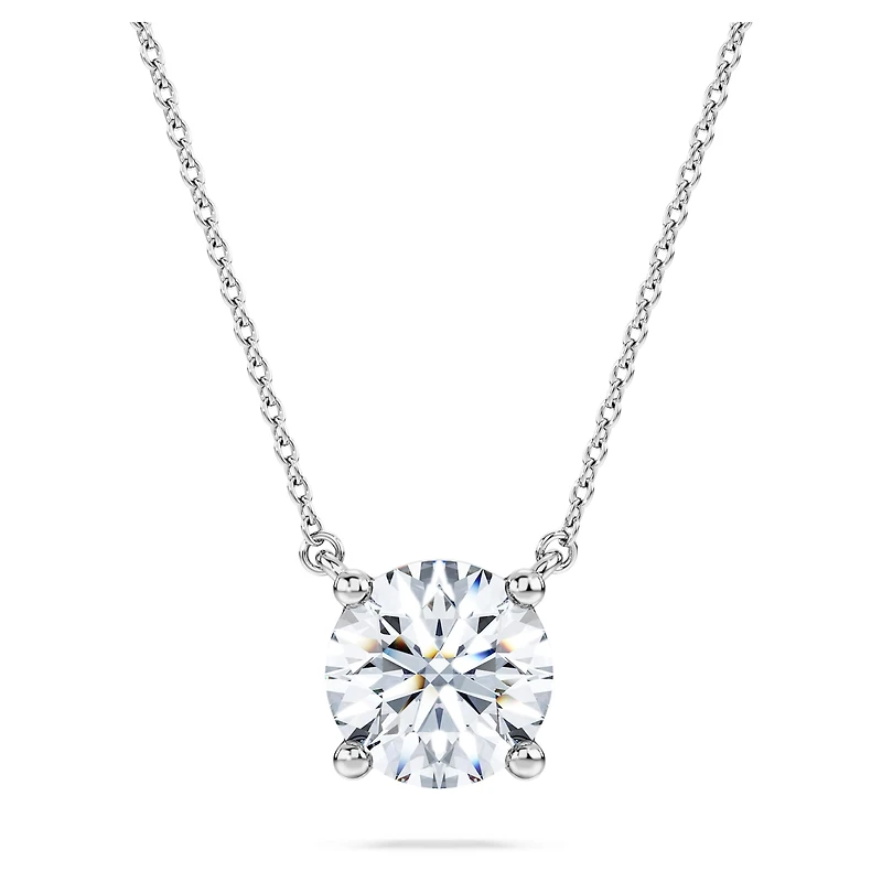 Eternity solitaire pendant, Lab-grown diamonds 2 ct tw, Round shape, 14K white gold by SWAROVSKI