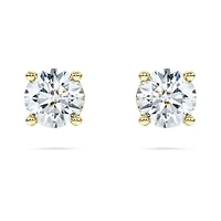 Eternity solitaire stud earrings, Lab-grown diamonds 1 ct tw, Round shape