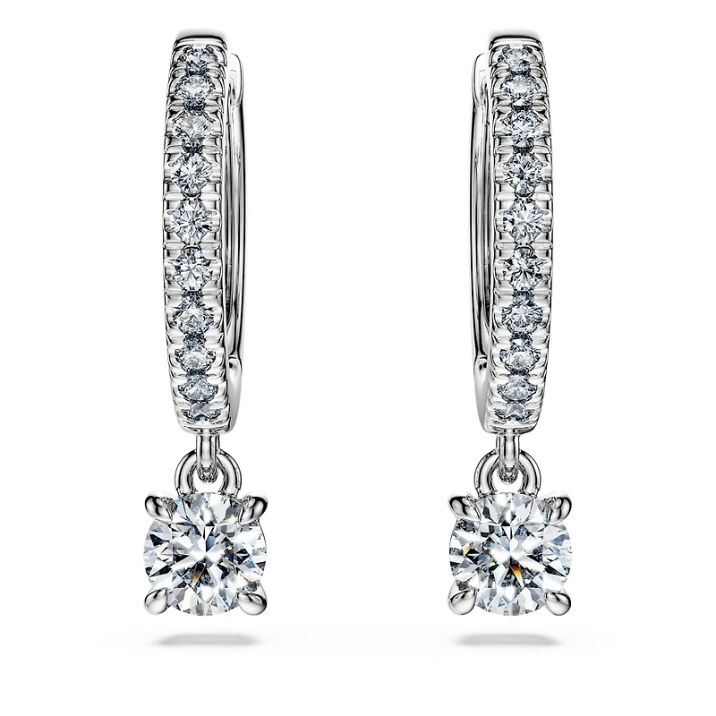 Eternity drop earrings, Lab-grown diamonds 0.7 ct tw, Round shape, 14K white gold by SWAROVSKI