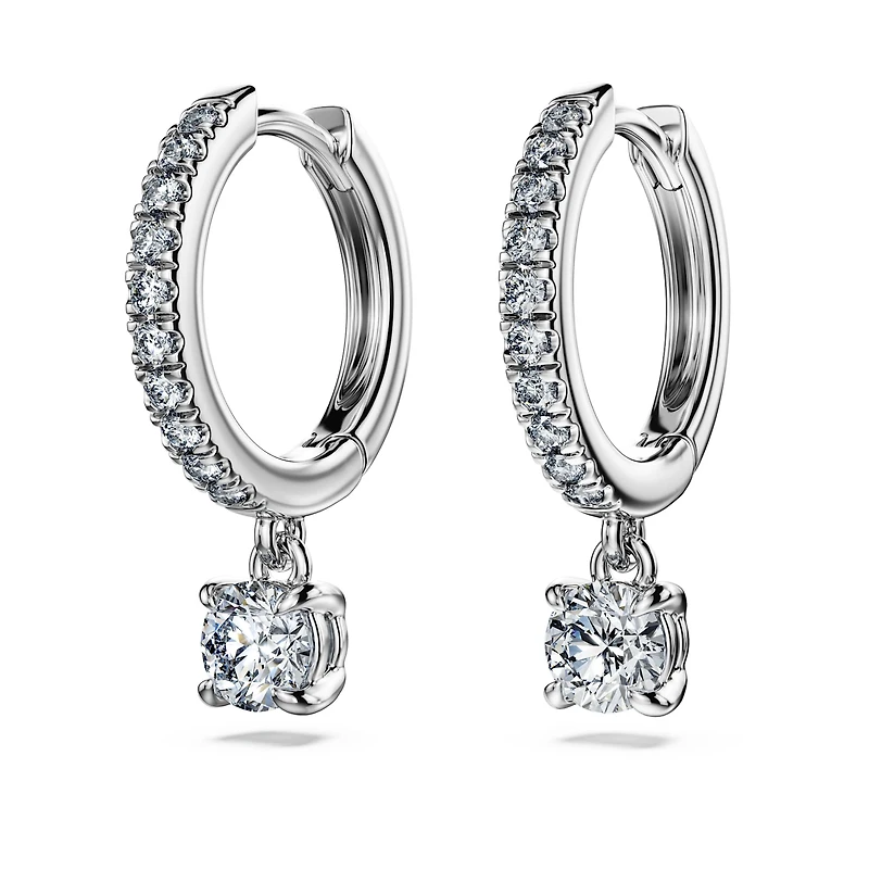 Eternity drop earrings, Lab-grown diamonds 0.7 ct tw, Round shape, 14K white gold by SWAROVSKI