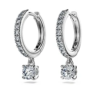 Eternity drop earrings, Lab-grown diamonds 0.7 ct tw, Round shape, 14K white gold by SWAROVSKI