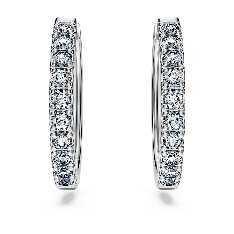 Eternity hoop earrings, Lab-grown diamonds 0.5 ct tw, Round shape, Large, 14K white gold by SWAROVSKI