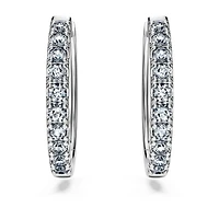 Eternity hoop earrings, Lab-grown diamonds 0.5 ct tw, Round shape, Large, 14K white gold by SWAROVSKI