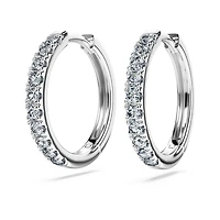 Eternity hoop earrings, Lab-grown diamonds 0.5 ct tw, Round shape, Large, 14K white gold by SWAROVSKI