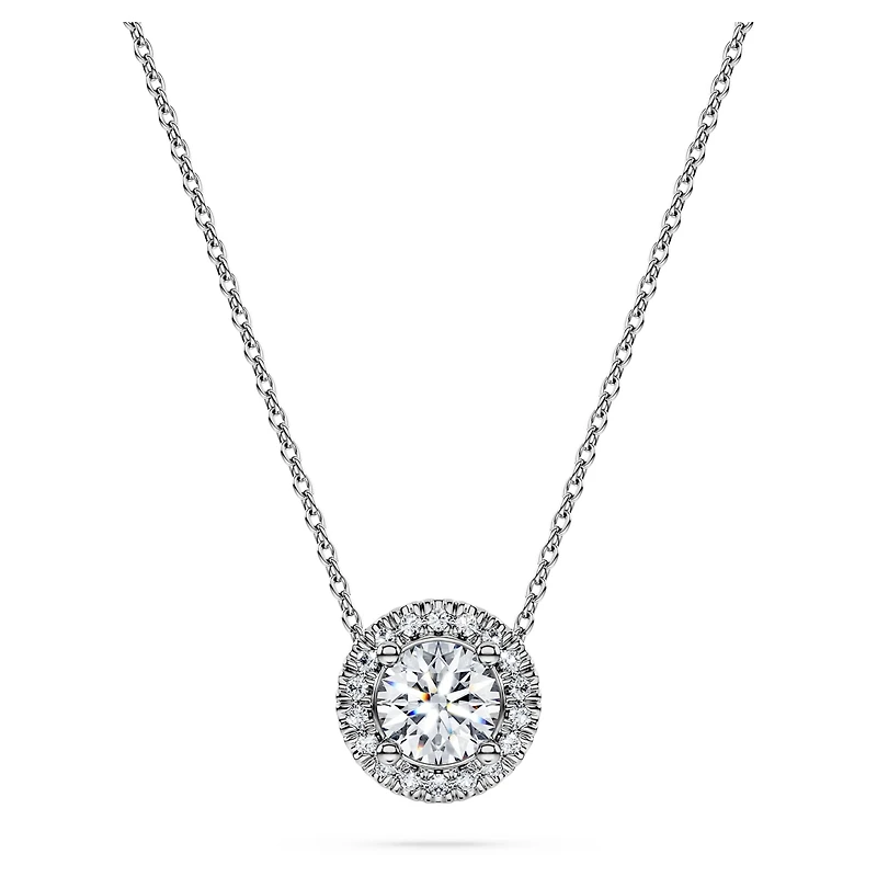 Eternity halo solitaire pendant, Lab-grown diamonds 0.59 ct tw, Round shape, 14K white gold by SWAROVSKI