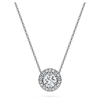 Eternity halo solitaire pendant, Lab-grown diamonds 0.59 ct tw, Round shape, 14K white gold by SWAROVSKI