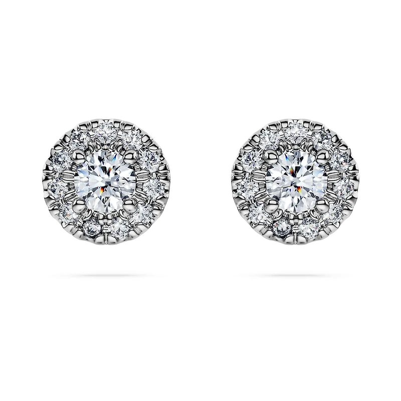 Eternity halo stud earrings, Lab-grown diamonds 0.45 ct tw, Round shape, Sterling silver by SWAROVSKI
