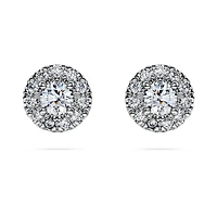 Eternity halo stud earrings, Lab-grown diamonds 0.45 ct tw, Round shape, Sterling silver by SWAROVSKI