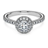 Eternity halo solitaire ring, Lab-grown diamonds ct tw, Round shape