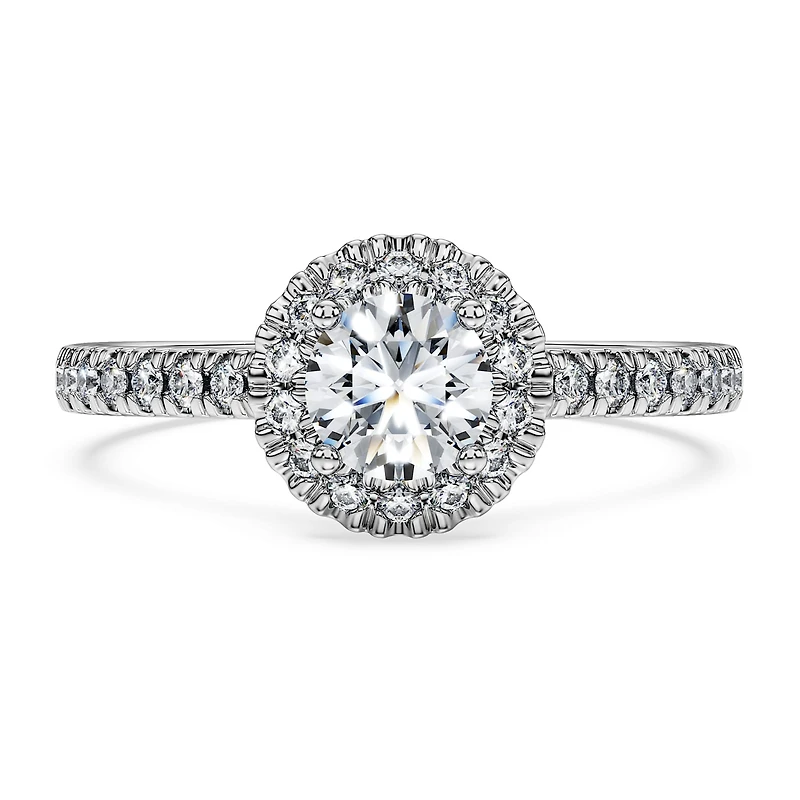 Eternity halo solitaire ring, Lab-grown diamonds 0.8 ct tw, Round shape, 14K white gold by SWAROVSKI