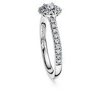 Eternity halo solitaire ring, Lab-grown diamonds 0.45 ct tw, Round shape, Sterling silver by SWAROVSKI