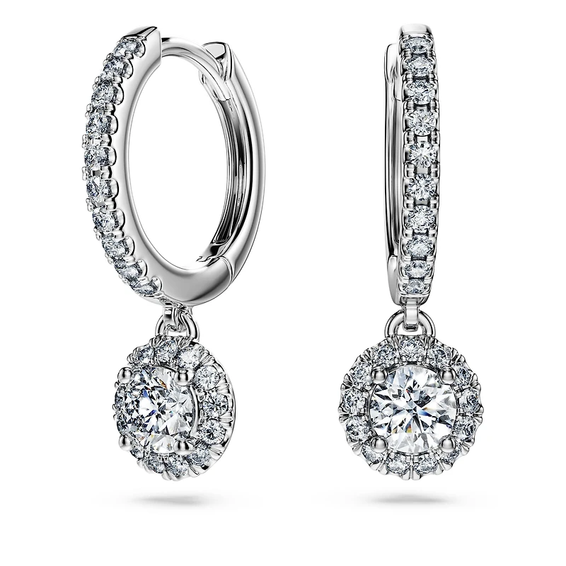 Eternity drop earrings, Lab-grown diamonds 1.1 ct tw, Round shape, 14K white gold by SWAROVSKI