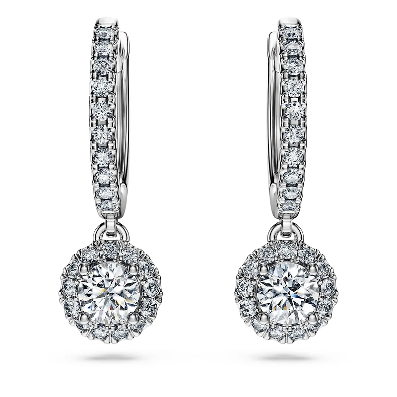Eternity drop earrings, Lab-grown diamonds 1.1 ct tw, Round shape, 14K white gold by SWAROVSKI