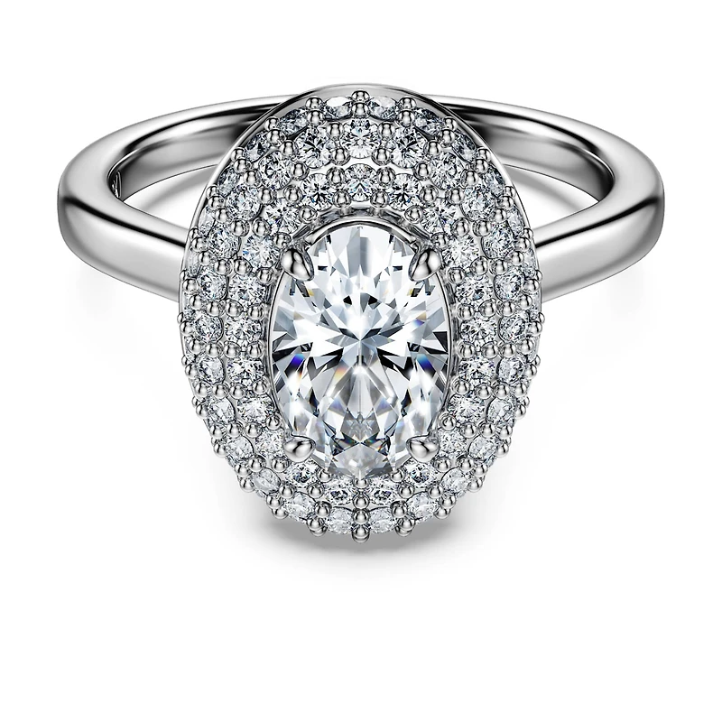 Eternity halo solitaire ring, Lab-grown diamonds 1.5 ct tw, Mixed shapes, 14K white gold by SWAROVSKI