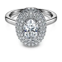 Eternity halo solitaire ring, Lab-grown diamonds 1.5 ct tw, Mixed shapes, 14K white gold by SWAROVSKI