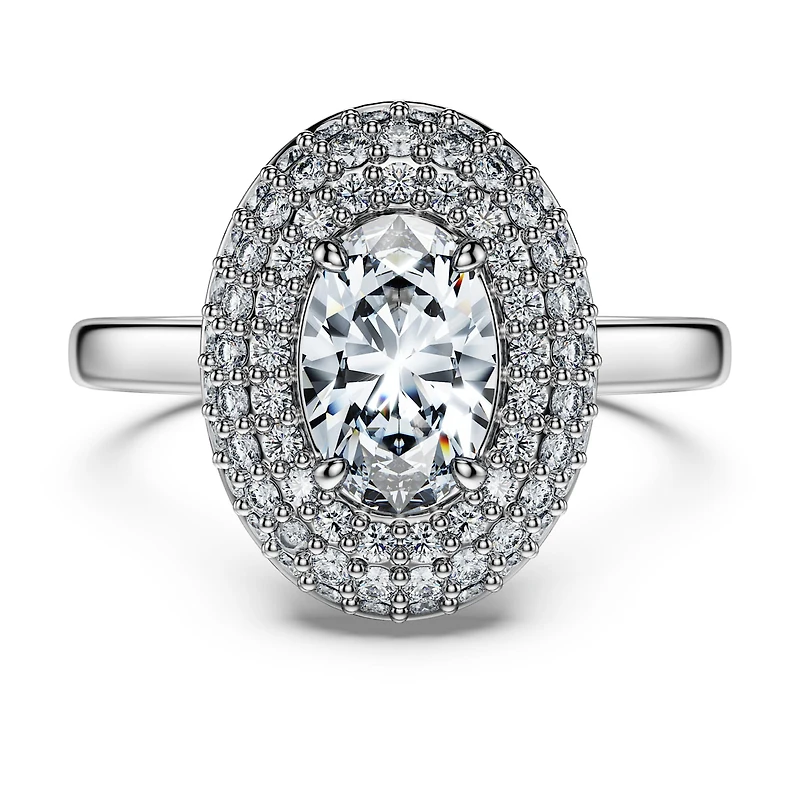 Eternity halo solitaire ring, Lab-grown diamonds 1.5 ct tw, Mixed shapes, 14K white gold by SWAROVSKI