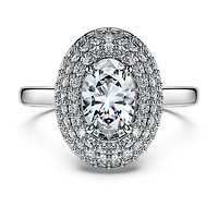 Eternity halo solitaire ring, Lab-grown diamonds 1.5 ct tw, Mixed shapes, 14K white gold by SWAROVSKI