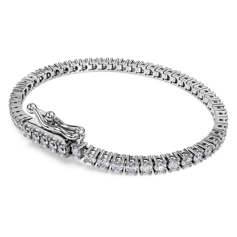 Eternity Tennis bracelet, Lab-grown diamonds 3 ct tw, Round shape, 14K white gold by SWAROVSKI