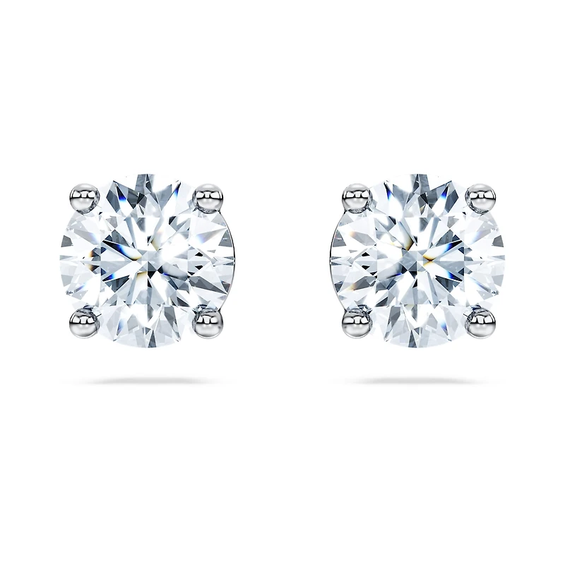 Eternity solitaire stud earrings, Lab-grown diamonds 2 ct tw, Round shape, 14K white gold by SWAROVSKI