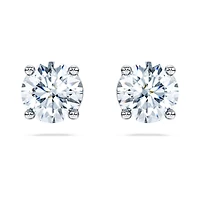 Eternity solitaire stud earrings, Lab-grown diamonds 2 ct tw, Round shape, 14K white gold by SWAROVSKI