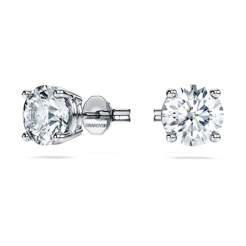Eternity solitaire stud earrings, Lab-grown diamonds 2 ct tw, Round shape, 14K white gold by SWAROVSKI