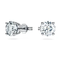 Eternity solitaire stud earrings, Lab-grown diamonds 2 ct tw, Round shape, 14K white gold by SWAROVSKI