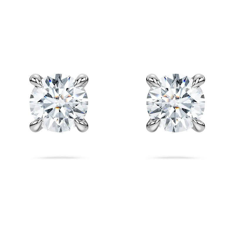 Eternity solitaire stud earrings, Lab-grown diamonds 0.5 ct tw, Round shape, 14K white gold by SWAROVSKI