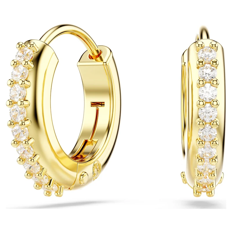 Matrix hoop earrings, Round cut, White