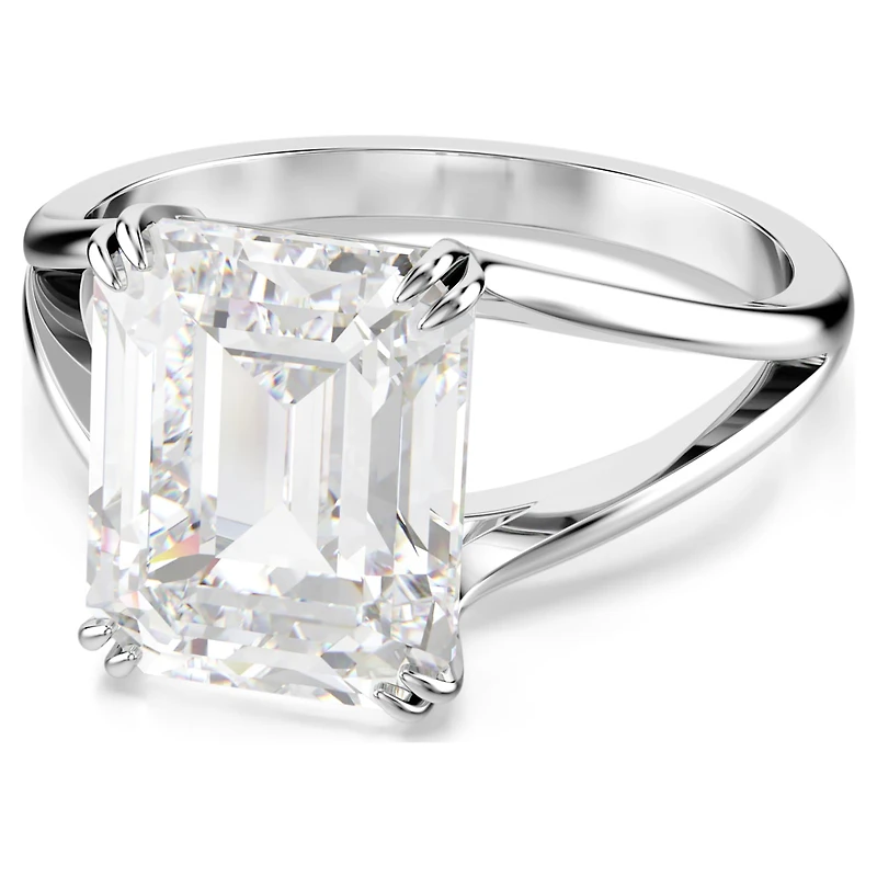 Stilla cocktail ring, Octagon cut, White, Rhodium plated