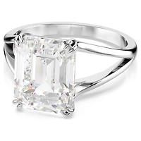 Stilla cocktail ring, Octagon cut, White, Rhodium plated