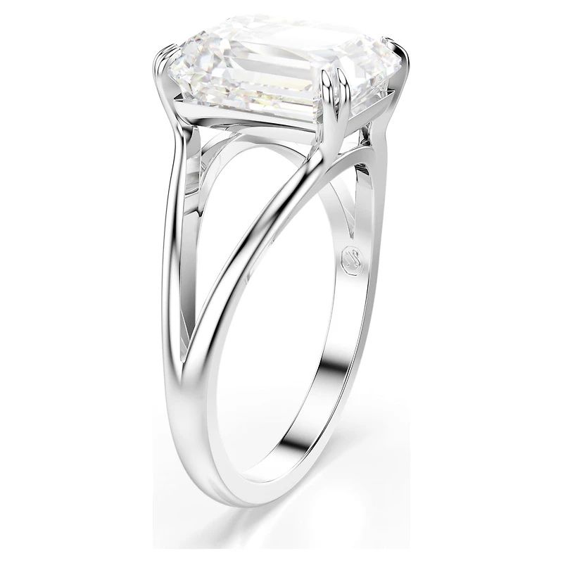 Stilla cocktail ring, Octagon cut, White, Rhodium plated