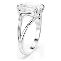 Stilla cocktail ring, Octagon cut, White, Rhodium plated