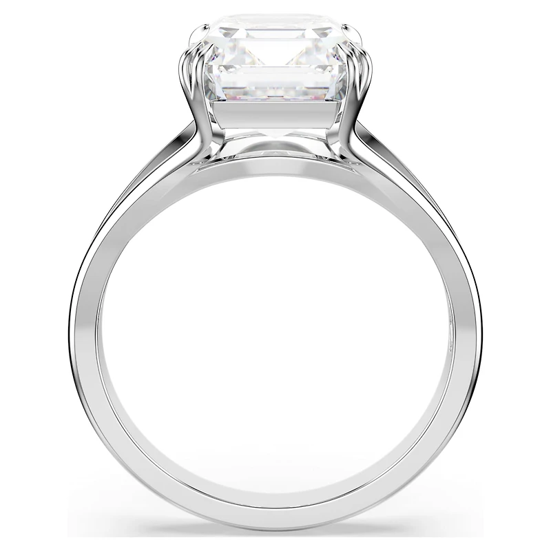 Stilla cocktail ring, Octagon cut, White, Rhodium plated
