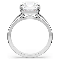 Stilla cocktail ring, Octagon cut, White, Rhodium plated