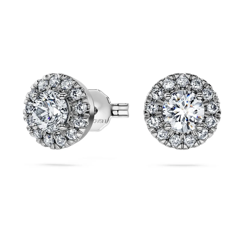 Eternity halo stud earrings, Lab-grown diamonds ct tw, Round shape