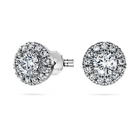 Eternity halo stud earrings, Lab-grown diamonds ct tw, Round shape