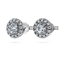 Eternity halo stud earrings, Lab-grown diamonds ct tw, Round shape