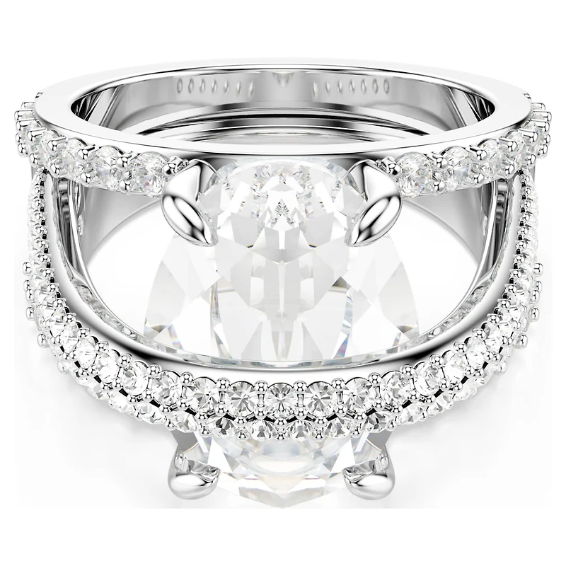 Hyperbola cocktail ring, Mixed cuts, White, Rhodium plated by SWAROVSKI