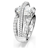 Hyperbola cocktail ring, Mixed cuts, White, Rhodium plated by SWAROVSKI