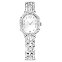 Dextera octagon watch, Swiss Made, Metal bracelet, Silver Tone, Stainless steel by SWAROVSKI