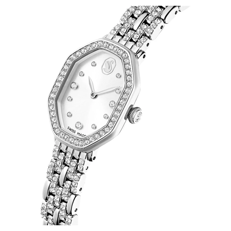 Dextera octagon watch, Swiss Made, Metal bracelet, Silver Tone, Stainless steel by SWAROVSKI