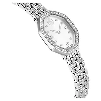 Dextera octagon watch, Swiss Made, Metal bracelet, Silver tone, Stainless steel by SWAROVSKI